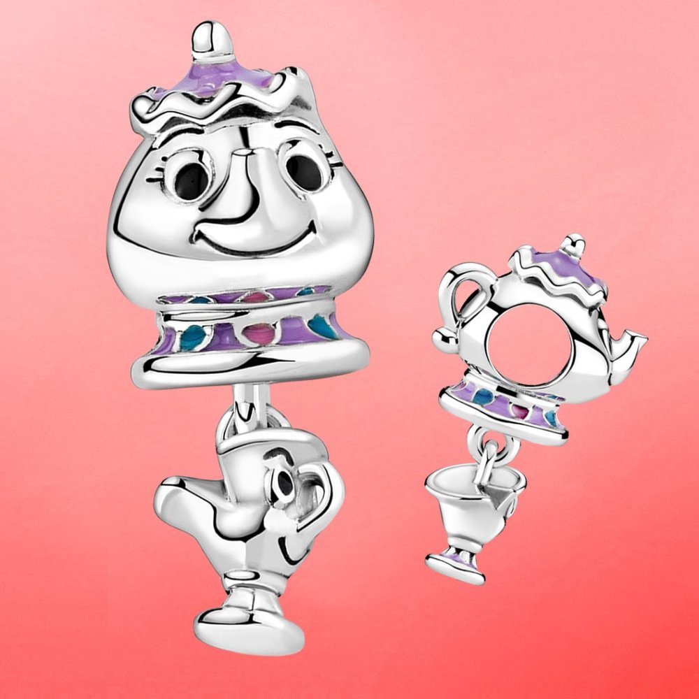 Pandora Beauty and the Beast Mrs. Potts and Chip Dangle Charm 799015C01